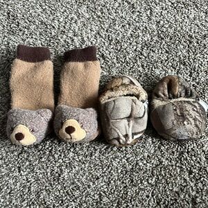 Pair of baby slippers and rattle socks